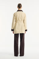 Parka with Contrast Collar and Tape Detail