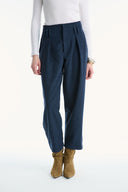 Velvet-Look Trousers with Dart Detail and Diagonal Design