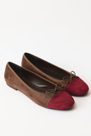 Genuine Suede Ballet Flats with Bow Detail