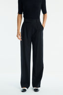 Straight-Leg Topstitched Trousers