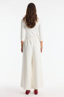Straight-Cut Knit Trousers with Piping and Belt