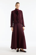 Ruffle Detailed Knitted Skirt Set - Burgundy