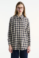 Removable Shawl Detail Cotton Plaid Shirt