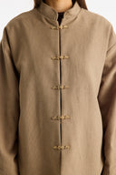 Accessory Loop Detail Stand-Up Collar Jacket