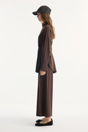 Stand-Up Collar Belted Set with Comfortable Trousers