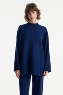 Knit Trousers Set with Shawl Detail
