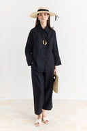 Organic Linen Shirt with Sleeve Cuff Detail