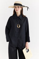 Organic Linen Shirt with Sleeve Cuff Detail