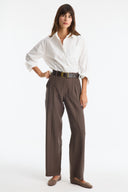 Straight-Leg Trousers with Topstitching
