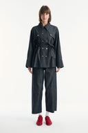 Denim Suit with Metal Button Detail