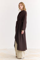 Draped Abaya Dress with Padded Shoulders and Wrap Closure