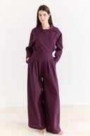 Button-Detail Linen Trouser Set