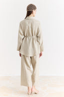 Organic Linen Shirt with Sleeve Cuff Detail