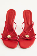 Oval Stone Detailed Heeled Slippers
