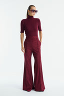 Flared Suede Pants