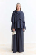 Shoulder Pleat Detail Yoryo Chiffon Pants Set