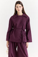 Button-Detail Linen Trouser Set