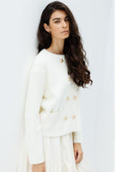 Gold Button Detail Furry Cardigan