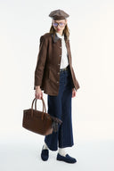 Liora Contrast Collar Suede Jacket