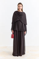 Shoulder Pleat Detail Yoryo Chiffon Pants Set