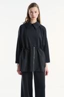 Wide-Collar Trimmed Wide-Leg Trouser Set