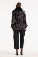 Collar Faux Fur Detailed Frayed Jacket - Brown