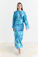 Satin Printed Yoryo Chiffon Dress