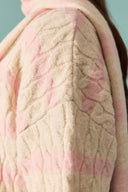 Scarf-Detail Striped Knitted Cardigan