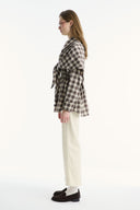 Detachable Shawl Collar Cotton Plaid Shirt