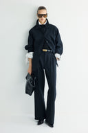 Button-Detailed Belted Jacket