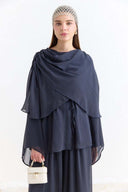 Shoulder Pleat Detail Yoryo Chiffon Pants Set
