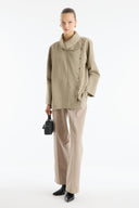 Striped Shirt with Collar and Button Detail - earth