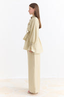 Trousers Suit with Arm and Ruffle Detail