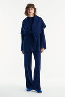 Knit Trousers Set with Shawl Detail