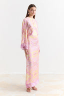 Satin Printed Yoryo Chiffon Dress