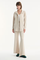 Belt-Detail Stand-Collar Relaxed Trouser Set