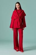 Knit Pants Set with Shawl Detail
