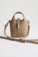 Lock Detail Faux Leather Bag - Beige