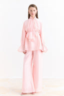 Trouser Set with Sleeve Ruffle Detail