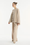 Button-Detailed Trousers Set