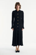 Nellie Gold Button-Detail Knit Dress
