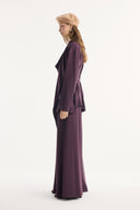 Shawl Collar Belted Ribbed Trouser Set