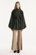 Zippered Denim Jacket with Shawl Collar Detail