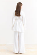 Trouser Set with Ruffle Sleeve Details