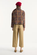 Ethnic Patterned Jacket with Collar Bow and Gold Buttons