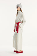 Stand-Up Collar Belted Set with Comfortable Trousers