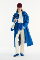 Long Trench Coat with Epaulet and Belt Details