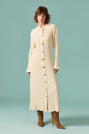 Nellie Gold Button-Detail Knit Dress