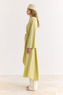 Draped Abaya Dress with Padded Shoulders and Wrap Closure
