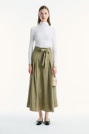 Belted Pleated Skirt